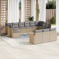 Miniatyrbillede 2 af 11: vidaXL spisebordssæt til haven 13 dele med hynder polyrattan beige