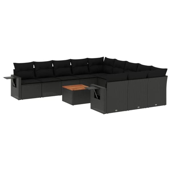 vidaXL sofasæt til haven 12 dele med hynder polyrattan sort