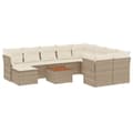 Miniatyrbillede 1 af 11: vidaXL sofasæt til haven 11 dele med hynder polyrattan beige