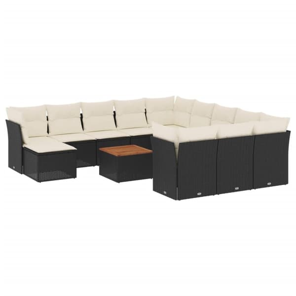 vidaXL sofasæt til haven 13 dele med hynder polyrattan sort