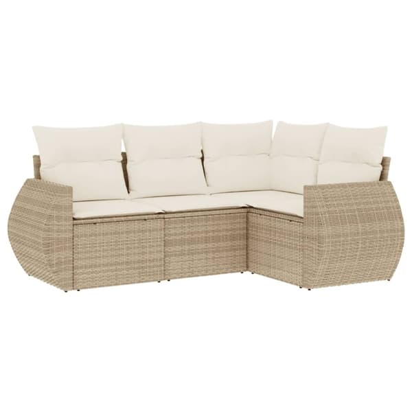 vidaXL sofasæt til haven 4 dele med hynder polyrattan beige