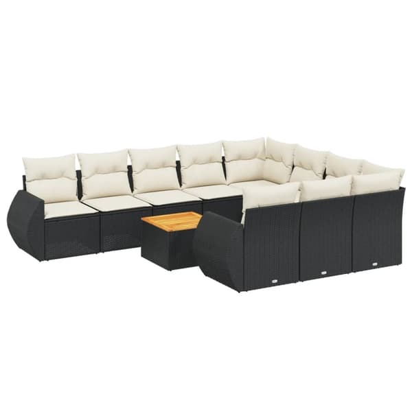 vidaXL sofasæt til haven 11 dele med hynder polyrattan sort