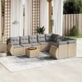 Miniatyrbillede 2 af 4: vidaXL sofasæt til haven 9 dele med hynder polyrattan beige