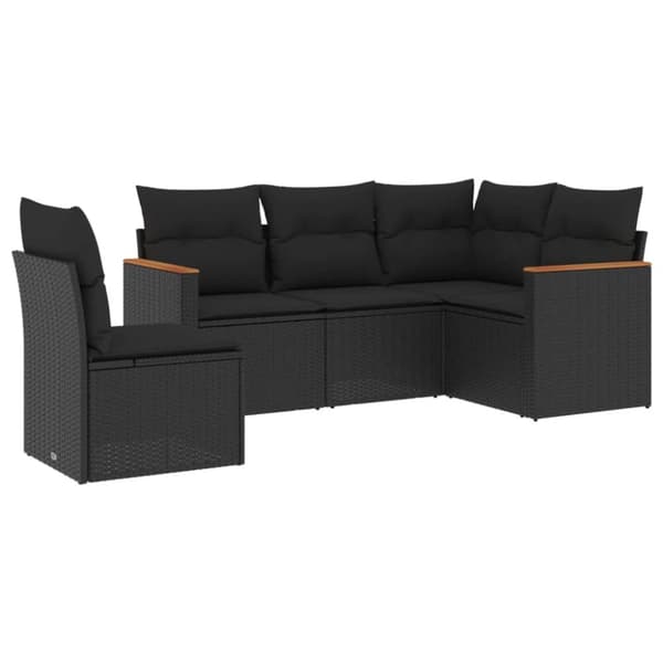 vidaXL sofasæt til haven 5 dele med hynder polyrattan sort