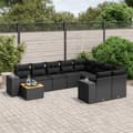 Miniatyrbillede 2 af 4: vidaXL sofasæt til haven 10 dele med hynder polyrattan sort