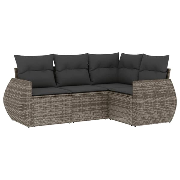 vidaXL sofasæt til haven 4 dele med hynder polyrattan grå