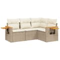 Miniatyrbillede 1 af 3: vidaXL sofasæt til haven 4 dele med hynder polyrattan beige