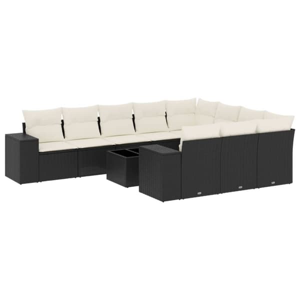 vidaXL sofasæt til haven 11 dele med hynder polyrattan sort