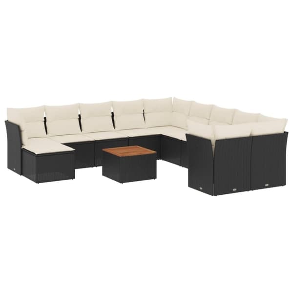 vidaXL sofasæt til haven 12 dele med hynder polyrattan sort