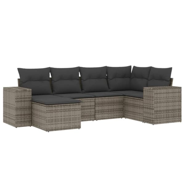vidaXL sofasæt til haven 6 dele med hynder polyrattan grå
