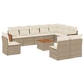 Miniatyrbillede 1 af 11: vidaXL sofasæt til haven 11 dele med hynder polyrattan beige