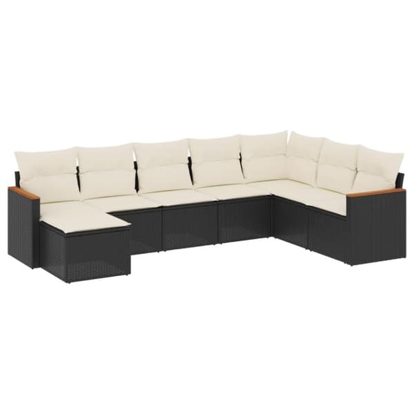 vidaXL sofasæt til haven 8 dele med hynder polyrattan sort