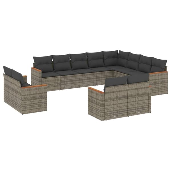 vidaXL sofasæt til haven 12 dele med hynder polyrattan grå