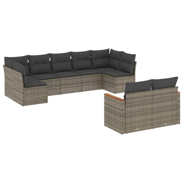 vidaXL sofasæt til haven 9 dele med hynder polyrattan grå