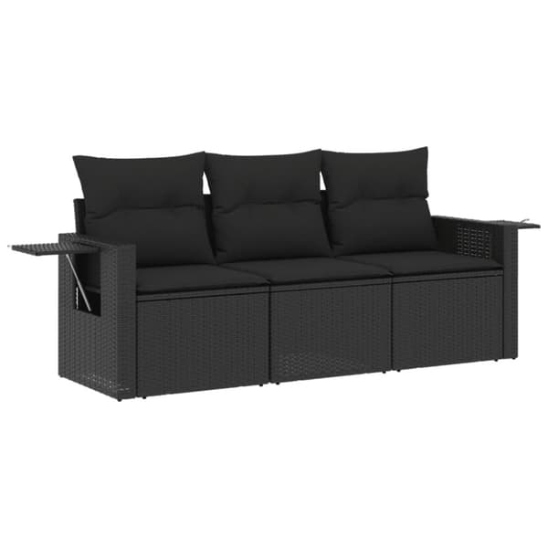 vidaXL sofasæt til haven 3 dele med hynder polyrattan sort