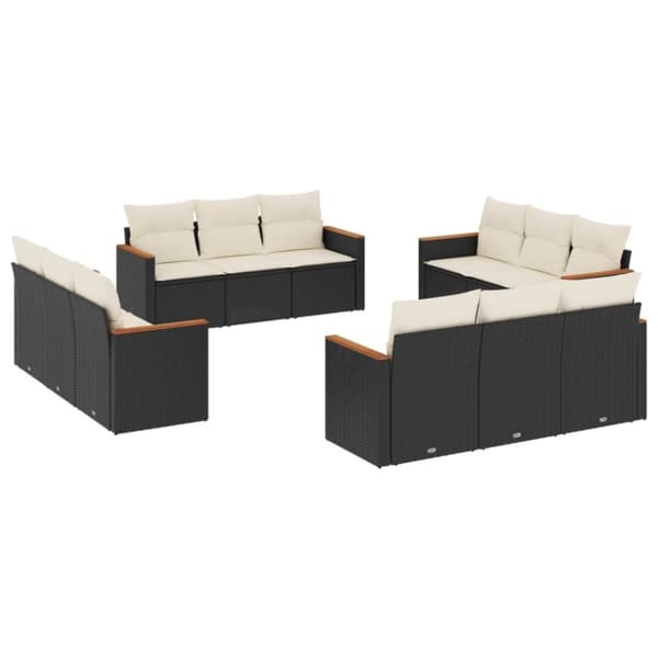 vidaXL sofasæt til haven 12 dele med hynder polyrattan sort