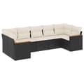 Miniatyrbillede 1 af 11: vidaXL sofasæt til haven 7 dele med hynder polyrattan sort