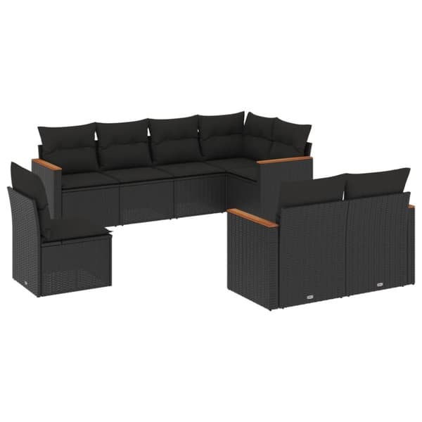 vidaXL sofasæt til haven 8 dele med hynder polyrattan sort