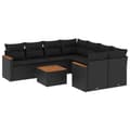 Miniatyrbillede 1 af 11: vidaXL sofasæt til haven 9 dele med hynder polyrattan sort