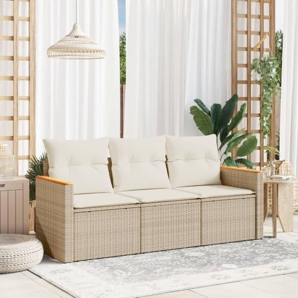 vidaXL sofasæt til haven 3 dele med hynder polyrattan beige