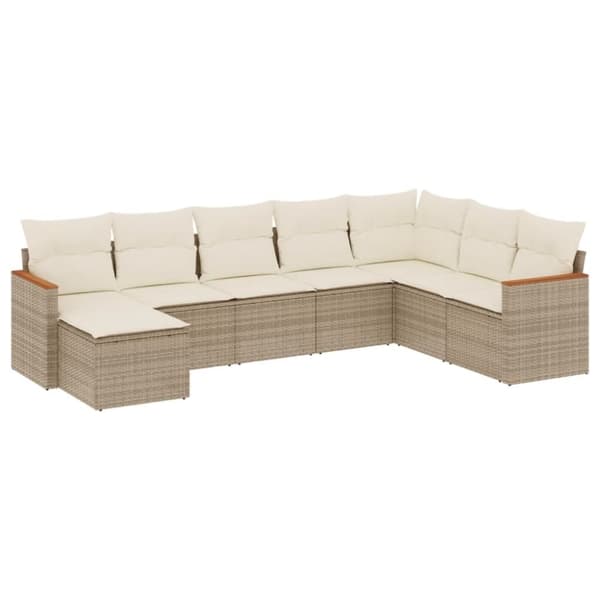 vidaXL sofasæt til haven 8 dele med hynder polyrattan beige