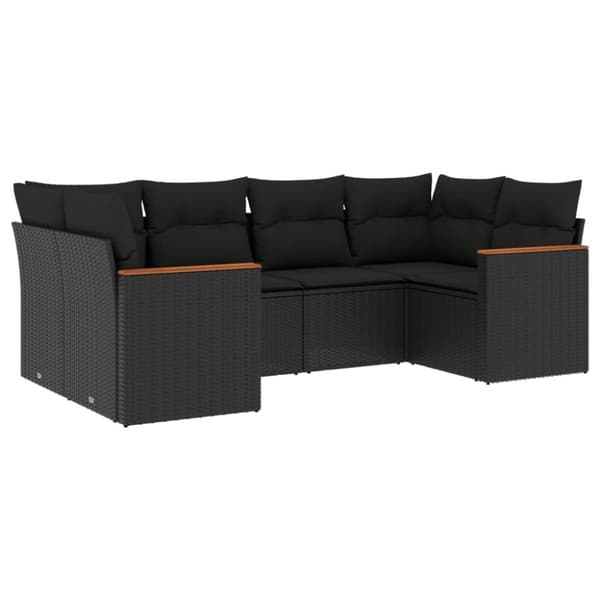 vidaXL sofasæt til haven 6 dele med hynder polyrattan sort