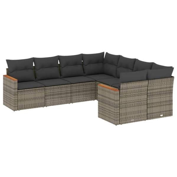 vidaXL sofasæt til haven 8 dele med hynder polyrattan grå