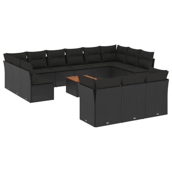 vidaXL sofasæt til haven 14 dele med hynder polyrattan sort