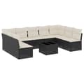 Miniatyrbillede 1 af 11: vidaXL sofasæt til haven 10 dele med hynder polyrattan sort