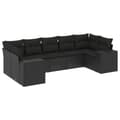 Miniatyrbillede 3 af 4: vidaXL sofasæt til haven 7 dele med hynder polyrattan sort