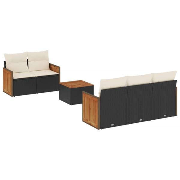 vidaXL sofasæt til haven 6 dele med hynder polyrattan sort