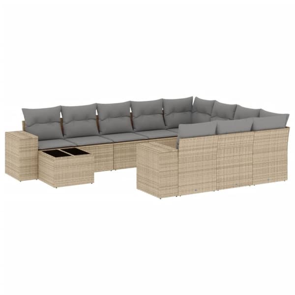 vidaXL sofasæt til haven 11 dele med hynder polyrattan beige