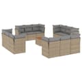 Miniatyrbillede 2 af 11: vidaXL spisebordssæt til haven 13 dele med hynder polyrattan beige