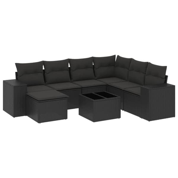 vidaXL sofasæt til haven 8 dele med hynder polyrattan sort