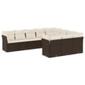 Miniatyrbillede 1 af 9: vidaXL sofasæt til haven 10 dele med hynder polyrattan brun