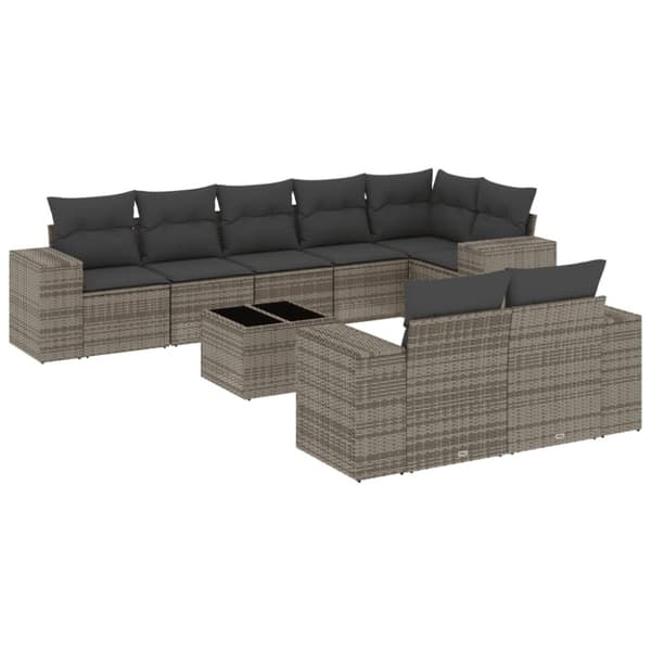 vidaXL sofasæt til haven 9 dele med hynder polyrattan grå