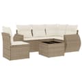 Miniatyrbillede 1 af 4: vidaXL sofasæt til haven 6 dele med hynder polyrattan beige