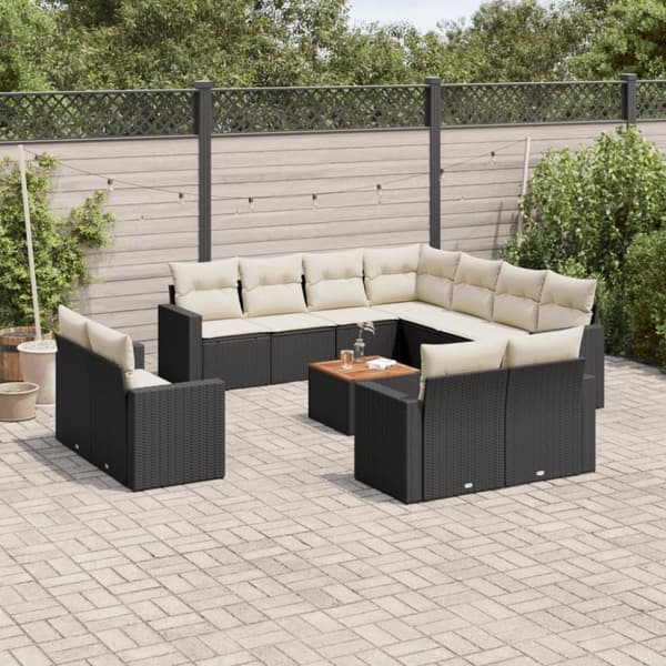 vidaXL sofasæt til haven 13 dele med hynder polyrattan sort
