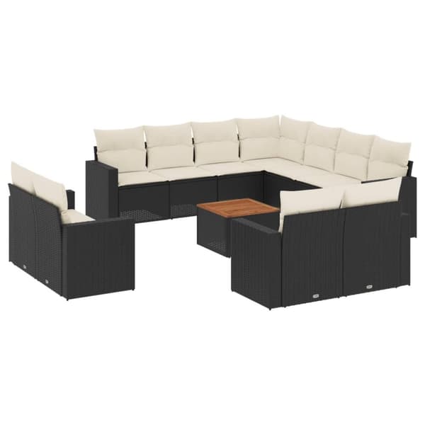vidaXL sofasæt til haven 13 dele med hynder polyrattan sort