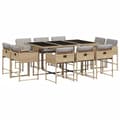 Miniatyrbillede 3 af 6: vidaXL spisebordssæt til haven 11 dele med hynder polyrattan beige