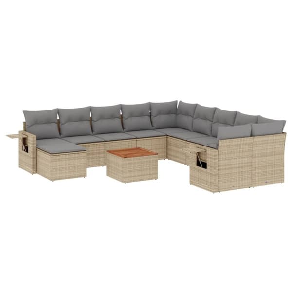 vidaXL sofasæt til haven 14 dele med hynder polyrattan beige