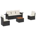Miniatyrbillede 3 af 4: vidaXL sofasæt til haven 6 dele med hynder polyrattan sort