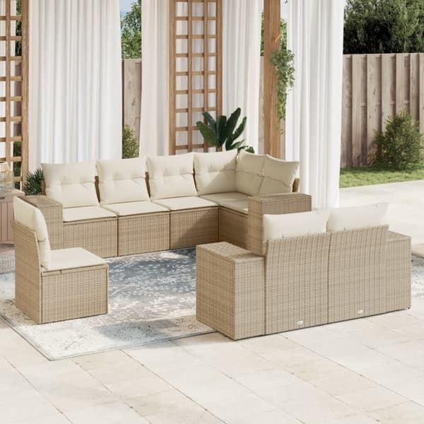 vidaXL sofasæt til haven 8 dele med hynder polyrattan beige