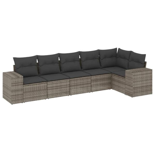 vidaXL sofasæt til haven 6 dele med hynder polyrattan grå