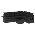 Miniatyrbillede 1 af 4: vidaXL sofasæt til haven 7 dele med hynder polyrattan sort