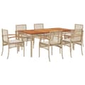 Miniatyrbillede 2 af 9: vidaXL spisebordssæt til haven 7 dele med hynder polyrattan beige