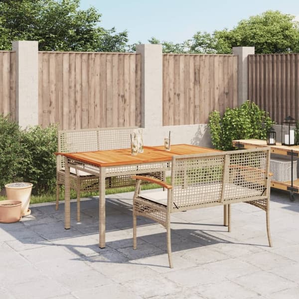 vidaXL spisebordssæt til haven 3 dele med hynder polyrattan beige