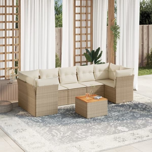 vidaXL sofasæt til haven 8 dele med hynder polyrattan beige