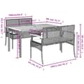 Miniatyrbilde 8 av 9: vidaXL Hagespisegruppe med puter 3 deler beige polyrotting