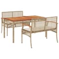 Miniatyrbilde 2 av 9: vidaXL Hagespisegruppe med puter 3 deler beige polyrotting